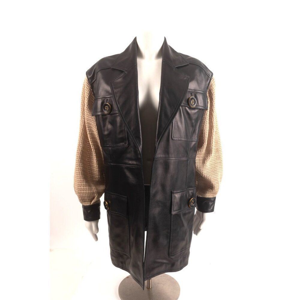 Christian Dior Boutique Vintage Womens Leather Jacket Navy blue Sz 38 M 4-6 RARE
